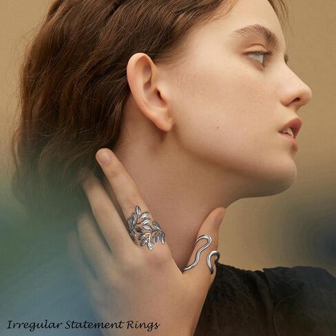 Chunky Gold Rings For Women Asymmetrical Wavy Curve Thumb Ring Irregular Open Thick Statement Rings Adjustable Silver Stainless Steel Ring Non Tarnish in Saudi Arabia
