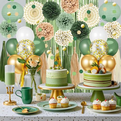 Sage Green and Gold Party Decorations ، 54pcs Kit Party Party Decor in Kuwait