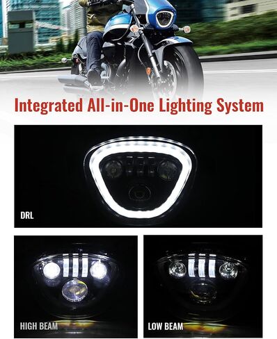المصباح الأمامي LED لـ Suzuki M109R M90 06-19 ، مجموعة مصباح رأس Motocycle Lens Clear مع Halo Drl High Low Beam لـ Suzuki Boulevard M109R M90 Accessories 2006-2019 in Saudi Arabia
