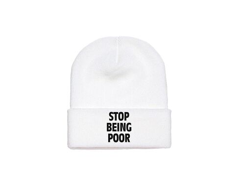 Stop Being Poor Embroidered Winter Beanie in Saudi Arabia