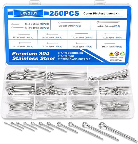 220PCS Cotter Pin Assortment Kit, 13 Sizes Premium 304 Stainless Steel Cotter Pins, Heavy Duty R Clips & Hairpin Cotter Pin Set, Hardware Pins for Automotive, Trailer, Hitch Pin Lock System in Saudi Arabia