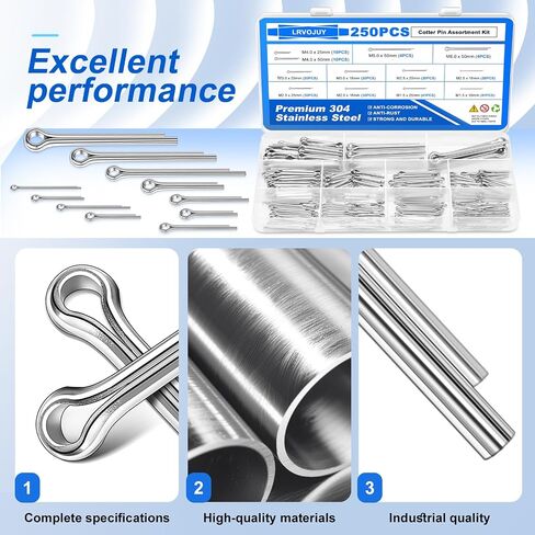 220PCS Cotter Pin Assortment Kit, 13 Sizes Premium 304 Stainless Steel Cotter Pins, Heavy Duty R Clips & Hairpin Cotter Pin Set, Hardware Pins for Automotive, Trailer, Hitch Pin Lock System in Saudi Arabia