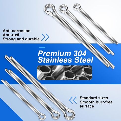 220PCS Cotter Pin Assortment Kit, 13 Sizes Premium 304 Stainless Steel Cotter Pins, Heavy Duty R Clips & Hairpin Cotter Pin Set, Hardware Pins for Automotive, Trailer, Hitch Pin Lock System in Saudi Arabia