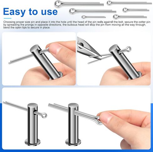 220PCS Cotter Pin Assortment Kit, 13 Sizes Premium 304 Stainless Steel Cotter Pins, Heavy Duty R Clips & Hairpin Cotter Pin Set, Hardware Pins for Automotive, Trailer, Hitch Pin Lock System in Saudi Arabia