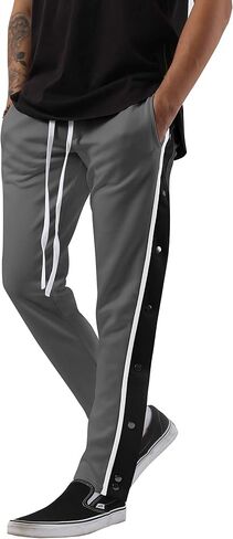Hat and Beyond Mens Stripe Button Accent Stretch Slim Fit Track Pants in Saudi Arabia