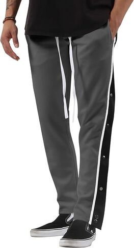 Hat and Beyond Mens Stripe Button Accent Stretch Slim Fit Track Pants in Saudi Arabia