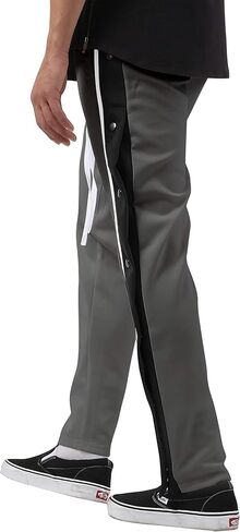 Hat and Beyond Mens Stripe Button Accent Stretch Slim Fit Track Pants in Saudi Arabia