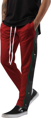 Hat and Beyond Mens Stripe Button Accent Stretch Slim Fit Track Pants in Saudi Arabia