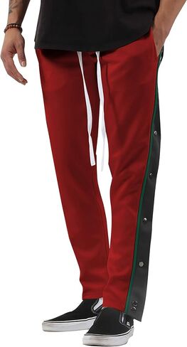 Hat and Beyond Mens Stripe Button Accent Stretch Slim Fit Track Pants in Saudi Arabia