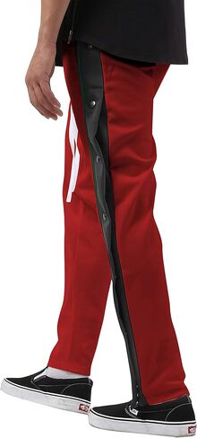 Hat and Beyond Mens Stripe Button Accent Stretch Slim Fit Track Pants in Saudi Arabia