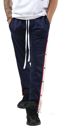 Hat and Beyond Mens Stripe Button Accent Stretch Slim Fit Track Pants in Saudi Arabia