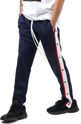 Hat and Beyond Mens Stripe Button Accent Stretch Slim Fit Track Pants in Saudi Arabia