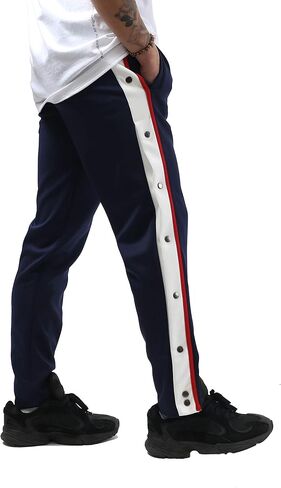 Hat and Beyond Mens Stripe Button Accent Stretch Slim Fit Track Pants in Saudi Arabia