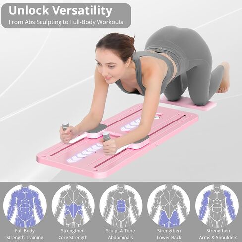 JANUA Pilates Board - 2024 Pilates Reformer Set, Multi-Purpose Foldable Pilates Reformer Board for Home, 5 in 1 Pilates Sliding Board (Black) in Kuwait
