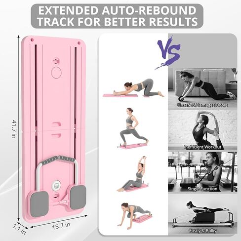 JANUA Pilates Board - 2024 Pilates Reformer Set, Multi-Purpose Foldable Pilates Reformer Board for Home, 5 in 1 Pilates Sliding Board (Black) in Kuwait