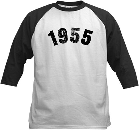 Cafepress 1955 سنة عتيقة البيسبول Jersey Kids Cotton Baseball Jersey ، 3/4 قميص راجلان الأكمام in Kuwait