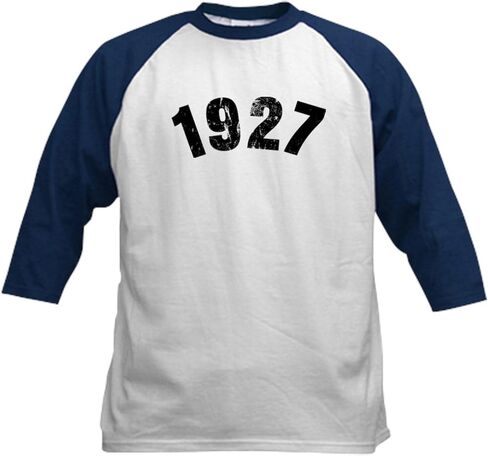 CafePress 1927 Year Vintage Baseball Jersey Kids Cotton Baseball Jersey, 3/4 Raglan Sleeve Shirt in Saudi Arabia
