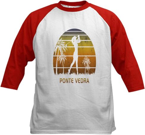 CafePress Retro Ponte Vedra Women's Golf Baseball Jersey Kids Cotton Baseball Jersey, 3/4 Raglan Sleeve Shirt in Saudi Arabia