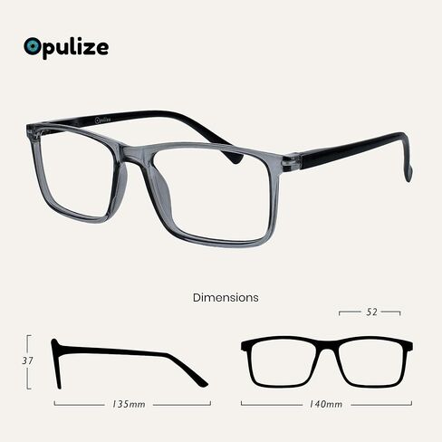 نظارات قراءة الحبر من OPULIZE، 3 عبوات بإطار مستطيل كبير أسود رمادي داكن أحمر مفصلات زنبركية مقاومة للخدش للرجال والنساء RRR4-17Z +1.50 in Kuwait