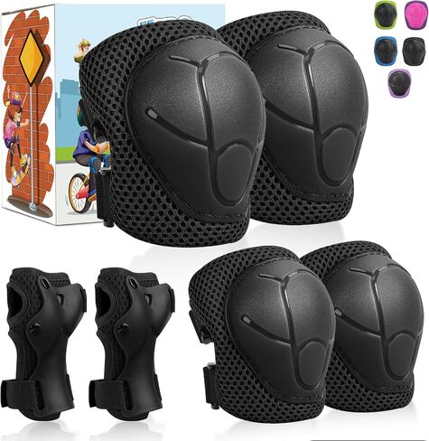 SAMIT Knee Pads for Kids 3-8 Years Boys Girls Protective Gear Set Toddler Knee and Elbow Pads with Wrist Guards 6 in 1 Safety Gear Set for Skating Cycling Bike Rollerblading Scooter Roller Skates in Kuwait