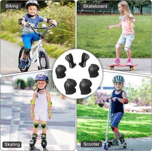 SAMIT Knee Pads for Kids 3-8 Years Boys Girls Protective Gear Set Toddler Knee and Elbow Pads with Wrist Guards 6 in 1 Safety Gear Set for Skating Cycling Bike Rollerblading Scooter Roller Skates in Kuwait