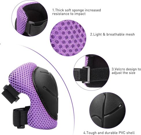 SAMIT Knee Pads for Kids 3-8 Years Boys Girls Protective Gear Set Toddler Knee and Elbow Pads with Wrist Guards 6 in 1 Safety Gear Set for Skating Cycling Bike Rollerblading Scooter Roller Skates in Kuwait