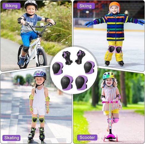 SAMIT Knee Pads for Kids 3-8 Years Boys Girls Protective Gear Set Toddler Knee and Elbow Pads with Wrist Guards 6 in 1 Safety Gear Set for Skating Cycling Bike Rollerblading Scooter Roller Skates in Kuwait