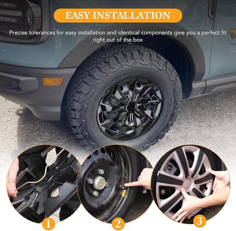 17" Premium Universal Wheel Rim Covers – Set of 4 Black Lacquer Hubcaps,ABS&PC Material Hub Protection Accessory,Snap-on Replacement Caps for Car,Pickup Truck,SUV - 17 Inch Black Lacquer in Kuwait