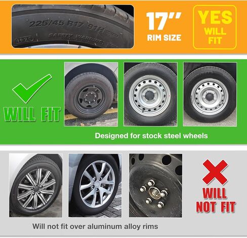 17" Premium Universal Wheel Rim Covers – Set of 4 Black Lacquer Hubcaps,ABS&PC Material Hub Protection Accessory,Snap-on Replacement Caps for Car,Pickup Truck,SUV - 17 Inch Black Lacquer in Kuwait