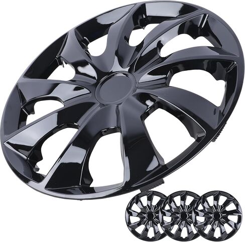 17" Premium Universal Wheel Rim Covers – Set of 4 Black Lacquer Hubcaps,ABS&PC Material Hub Protection Accessory,Snap-on Replacement Caps for Car,Pickup Truck,SUV - 17 Inch Black Lacquer in Kuwait