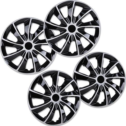 17" Premium Universal Wheel Rim Covers – Set of 4 Black Lacquer Hubcaps,ABS&PC Material Hub Protection Accessory,Snap-on Replacement Caps for Car,Pickup Truck,SUV - 17 Inch Black Lacquer in Kuwait