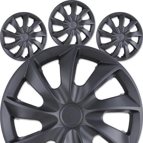17" Premium Universal Wheel Rim Covers – Set of 4 Black Lacquer Hubcaps,ABS&PC Material Hub Protection Accessory,Snap-on Replacement Caps for Car,Pickup Truck,SUV - 17 Inch Black Lacquer in Kuwait