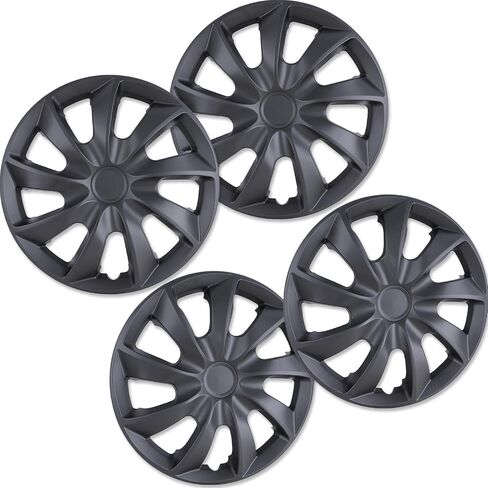 17" Premium Universal Wheel Rim Covers – Set of 4 Black Lacquer Hubcaps,ABS&PC Material Hub Protection Accessory,Snap-on Replacement Caps for Car,Pickup Truck,SUV - 17 Inch Black Lacquer in Kuwait
