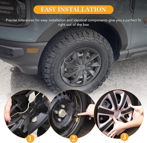 17" Premium Universal Wheel Rim Covers – Set of 4 Black Lacquer Hubcaps,ABS&PC Material Hub Protection Accessory,Snap-on Replacement Caps for Car,Pickup Truck,SUV - 17 Inch Black Lacquer in Kuwait