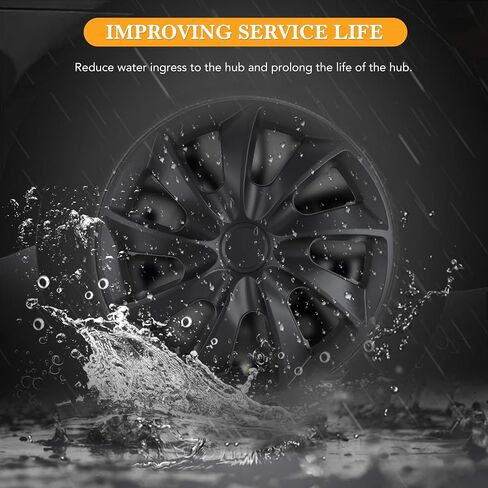17" Premium Universal Wheel Rim Covers – Set of 4 Black Lacquer Hubcaps,ABS&PC Material Hub Protection Accessory,Snap-on Replacement Caps for Car,Pickup Truck,SUV - 17 Inch Black Lacquer in Kuwait