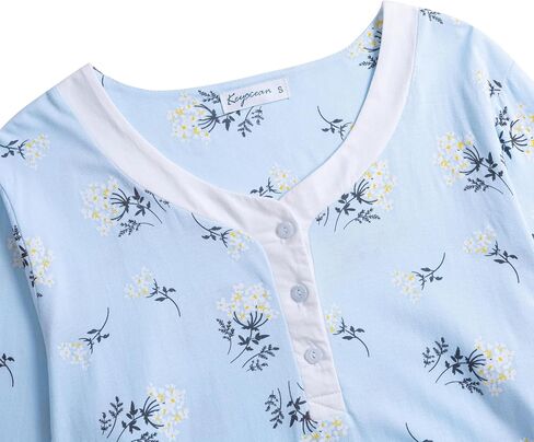 Keyocean Cotton Nightgowns for Women, Soft Comfy Long Sleeve Sleepwear House Dress for Sleeping Lounging in Kuwait