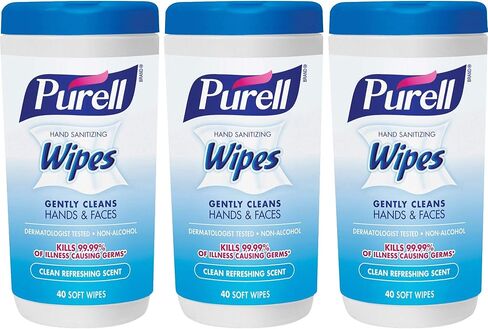 PURELL Hand Sanitizing Wipes, Clean Refreshing Scent, 40 Count Sanitizing Wipes Table Top Canisters (Pack of 3) - 9120-03-EC in Saudi Arabia