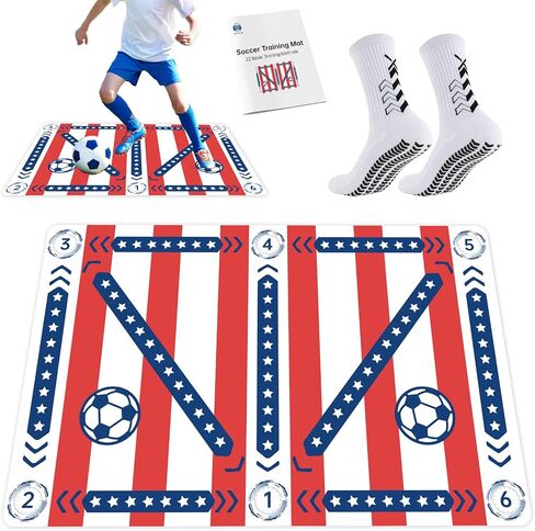 Soccer Training Mat, Soccer Training Equipment Includes Premium Anti-Slip Soccer Socks Improve Agility and Coordination,Anti-Slip Silent Absorption Soccer Footwork Training Mat in Saudi Arabia