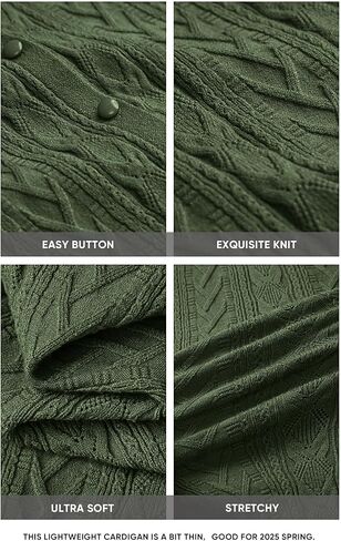 Arach&Cloz Women's 2024 Cable Knit Cardigan Long Sleeve Button Down Casual Sweater Lightweight Crew Neck Soft Fall Tops in Kuwait