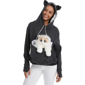 Cat Pouch Hoodie Kitten Puppy Holder Pullover Top Large Pouch Pet Carrier Sweatshirt for Women in Saudi Arabia