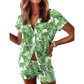 Ekouaer Womens Pajama Sets Button Down Lounge Set 2 Piece Loungewear Soft Sleepwear Short Sleeve Pjs with Pockets in Saudi Arabia