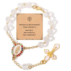 إكسسوارات معلقة مرآة للسيارات ، مسبحة للسيارات للتعليق المرآة ، الهدايا الدينية الكاثوليكية للنساء الرجال ، تفضل الزفاف هدايا الشركة الأولى للضيف (الوردي) in Kuwait