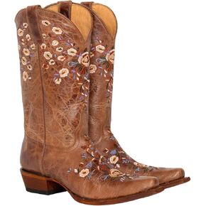 Shyanne Women's Maisie Floral Embroidered Western Leather Boot Snip Toe - Bbw217 in Saudi Arabia