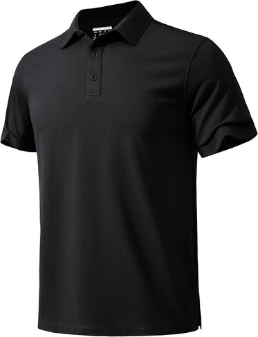 MAGNIVIT Men's Polo Shirt Short Sleeve 3 Button Cotton Pique Casual T-Shirts Moisture Wicking Performance Work Golf Tee in Saudi Arabia