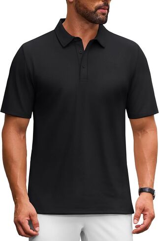 MAGNIVIT Men's Polo Shirt Short Sleeve 3 Button Cotton Pique Casual T-Shirts Moisture Wicking Performance Work Golf Tee in Saudi Arabia