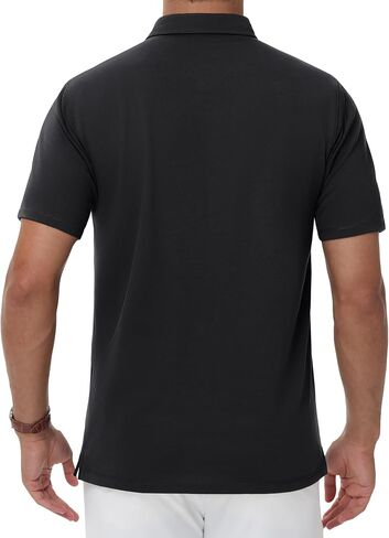 MAGNIVIT Men's Polo Shirt Short Sleeve 3 Button Cotton Pique Casual T-Shirts Moisture Wicking Performance Work Golf Tee in Saudi Arabia