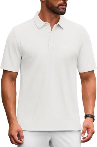 MAGNIVIT Men's Polo Shirt Short Sleeve 3 Button Cotton Pique Casual T-Shirts Moisture Wicking Performance Work Golf Tee in Saudi Arabia