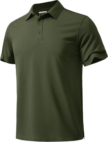 MAGNIVIT Men's Polo Shirt Short Sleeve 3 Button Cotton Pique Casual T-Shirts Moisture Wicking Performance Work Golf Tee in Saudi Arabia