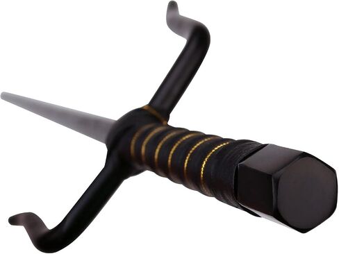 MASTER USA – Octagon Metal Sai Set - Training Equipment – Solid Steel w/ Mirror Polished Finish, Leather Wrapped Handles, Sold as Set - 2309-C - Self Defense, Training, Cosplay, Martial Arts.,Silver 15-Inch Overall in Kuwait