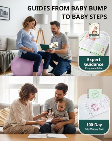 Trideer Pregnancy Ball Birthing Ball, 1.7mm Extra Thick Yoga Ball for Maternity, Labor Birth, Exercise, Physio, Recovery Guide & Baby Memory Book Included, 440LB Anti-Burst & Non-Slip Stability Ball in Kuwait